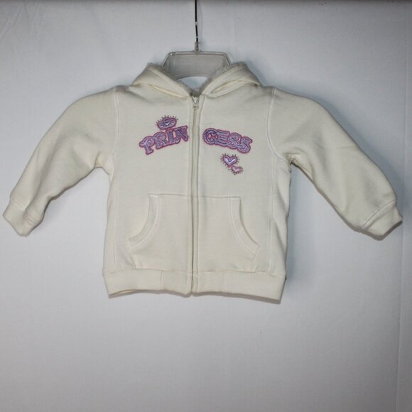 WONDER KIDS PRINCESS FULL ZIP UP HOODED SWEATSHIRT SZ 24 MONTHS CREAM PINK PURPL - Picture 1 of 16